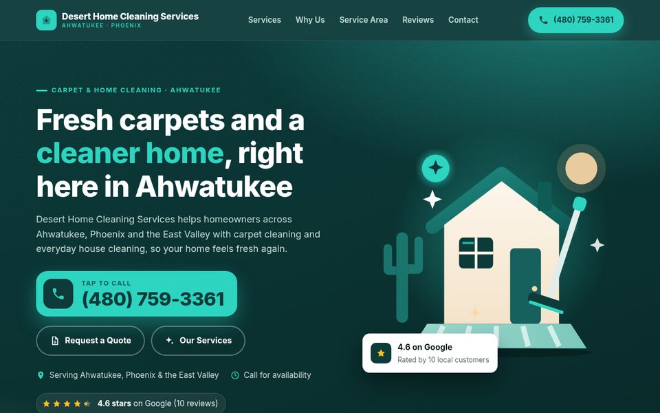 Screenshot of the Desert Home Cleaning sample website